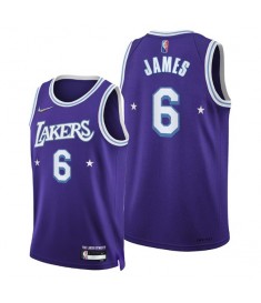 Mænd Trøje Los Angeles Lakers LeBron James 6 2021-22 City Edition Lilla Swingman