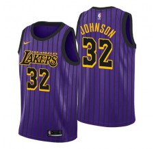Mænd Trøje Los Angeles Lakers Magic Johnson 32 2018-19 The City Lilla Swingman
