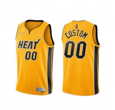 Mænd Trøje Miami Heat Custom 2020-21 Earned Edition Gul Swingman