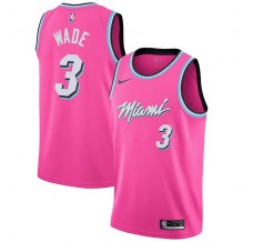 Mænd Trøje Miami Heat Dwyane Wade 3 2018-19 Earned Edition Pink Swingman