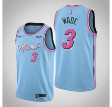 Mænd Trøje Miami Heat Dwyane Wade 3 2019-20 City Edition Blå Swingman