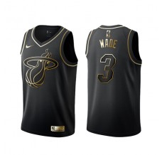 Mænd Trøje Miami Heat Dwyane Wade 3 2019-20 Sort Guld Swingman