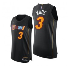 Mænd Trøje Miami Heat Dwyane Wade 3 2021-22 City Edition Sort Swingman