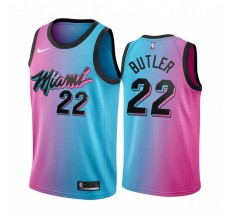 Mænd Trøje Miami Heat Jimmy Butler 22 2020-21 City Edition Pink Blå Swingman