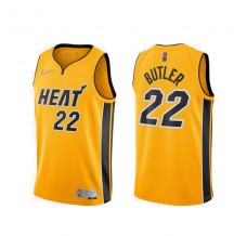 Mænd Trøje Miami Heat Jimmy Butler 22 2020-21 Earned Edition Gul Swingman