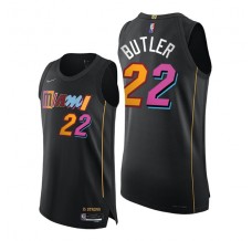 Mænd Trøje Miami Heat Jimmy Butler 22 2021-22 City Edition Sort Swingman
