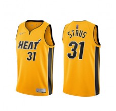 Mænd Trøje Miami Heat Max Strus 31 2020-21 Earned Edition Gul Swingman