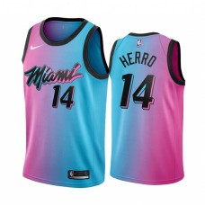 Mænd Trøje Miami Heat Tyler Herro 14 2020-21 City Edition Pink Blå Swingman