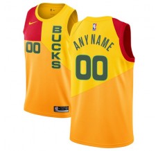 Mænd Trøje Milwaukee Bucks Custom 2018-19 The City Gul Swingman