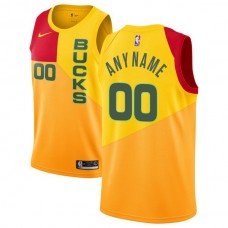 Mænd Trøje Milwaukee Bucks Custom 2018-19 The City Gul Swingman
