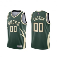 Mænd Trøje Milwaukee Bucks Custom 2020-21 Earned Edition Grøn Swingman