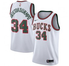 Mænd Trøje Milwaukee Bucks Giannis Antetokounm 34 2017-18 Hardwood Classics Hvid Swingman