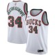 Mænd Trøje Milwaukee Bucks Giannis Antetokounm 34 2017-18 Hardwood Classics Hvid Swingman
