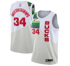 Mænd Trøje Milwaukee Bucks Giannis Antetokounm 34 2018-19 Earned Edition Hvid Swingman