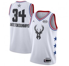 Mænd Trøje Milwaukee Bucks Giannis Antetokounm 34 2019 All-Star Jordan Hvid Swingman