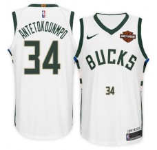 Mænd Trøje Milwaukee Bucks Giannis Antetokounm 34 II 2017-18 Hvid Swingman