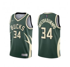 Mænd Trøje Milwaukee Bucks Giannis Antetokounmpo 34 2020-21 Earned Edition Grøn Swingman