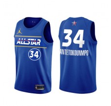 Mænd Trøje Milwaukee Bucks Giannis Antetokounmpo 34 All-Star Eastern Conference Blue 2021 Swingman