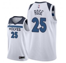 Mænd Trøje Minnesota Timberwolves Derrick Rose 25 2018-19 Hvid Swingman