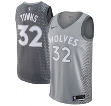 Mænd Trøje Minnesota Timberwolves Karl-Anthony Towns 32 2017-18 The City Silver Swingman