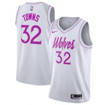 Mænd Trøje Minnesota Timberwolves Karl-Anthony Towns 32 2018-19 Earned Edition Hvid Swingman