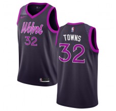 Mænd Trøje Minnesota Timberwolves Karl-Anthony Towns 32 2018-19 The City s Lilla Swingman