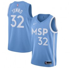 Mænd Trøje Minnesota Timberwolves Karl-Anthony Towns 32 2019-20 City Edition Blå Swingman