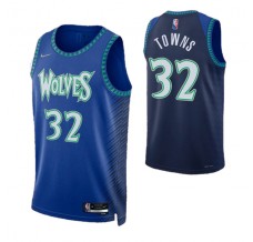 Mænd Trøje Minnesota Timberwolves Towns 32 2021-22 City Edition Blå Swingman
