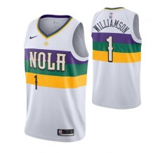 Mænd Trøje New Orleans Pelicans Zion Williamson 1 2019-20 City Edition Hvid Swingman