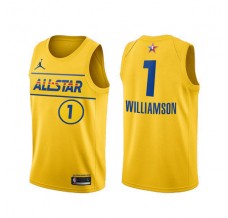 Mænd Trøje New Orleans Pelicans Zion Williamson 1 All-Star Western Conference Gold 2021 Swingman