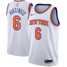 Mænd Trøje New York Knicks Kristaps Porzingis 6 2017-18 Hvid Swingman
