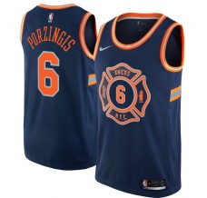 Mænd Trøje New York Knicks Kristaps Porzingis 6 2017-18 The City Navy Swingman