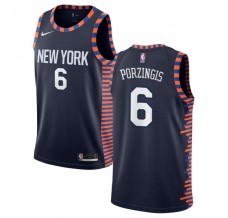 Mænd Trøje New York Knicks Kristaps Porzingis 6 2018-19 The City Navy Swingman
