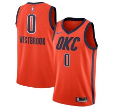 Mænd Trøje Oklahoma City Thunder Russell Westbrook 0 2018-19 Earned Edition Orange Swingman