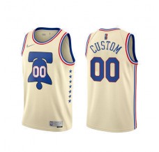Mænd Trøje Philadelphia 76ers Custom 2020-21 Earned Edition Beige Swingman