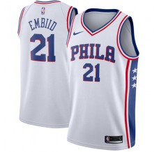 Mænd Trøje Philadelphia 76ers Joel Embiid 21 2017-18 Hvid Swingman