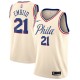 Mænd Trøje Philadelphia 76ers Joel Embiid 21 2017-18 The City Beige Swingman