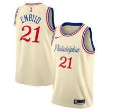 Mænd Trøje Philadelphia 76ers Joel Embiid 21 2019-20 City Edition Beige Swingman