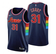 Mænd Trøje Philadelphia 76ers Seth Curry 31 2021-22 City Edition Navy Swingman