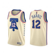 Mænd Trøje Philadelphia 76ers Tobias Harris 12 2020-21 Earned Edition Beige Swingman