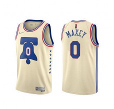 Mænd Trøje Philadelphia 76ers Tyrese Maxey 0 2020-21 Earned Edition Beige Swingman