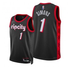 Mænd Trøje Portland Trail Blazers Anfernee Simons 1 2021-22 City Edition Sort Swingman