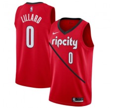 Mænd Trøje Portland Trail Blazers Damian Lillard 0 2018-19 Earned Edition Rød Swingman