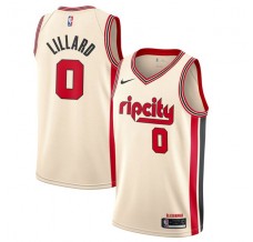 Mænd Trøje Portland Trail Blazers Damian Lillard 0 2019-20 City Edition Beige Swingman