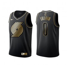 Mænd Trøje Portland Trail Blazers Damian Lillard 0 2019-20 Sort Guld Swingman
