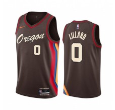 Mænd Trøje Portland Trail Blazers Damian Lillard 0 2020-21 City Edition Brown Swingman