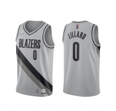 Mænd Trøje Portland Trail Blazers Damian Lillard 0 2020-21 Earned Edition Grå Swingman