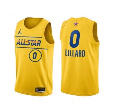 Mænd Trøje Portland Trail Blazers Damian Lillard 0 All-Star Western Conference Gold 2021 Swingman