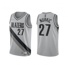 Mænd Trøje Portland Trail Blazers Jusuf Nurkic 27 2020-21 Earned Edition Grå Swingman