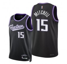 Mænd Trøje Sacramento Kings Davion Mitchell 15 2021-22 City Edition Sort Swingman